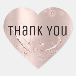 Pegatina En Forma De Corazón Rosa de oro Spark Gracias Nombre Gracias