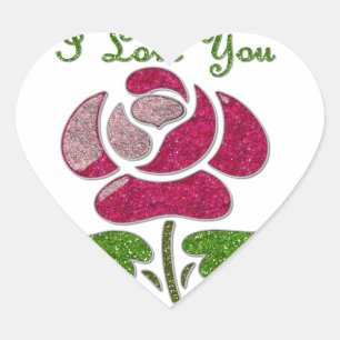 Pegatina En Forma De Corazón Rosa de plantilla rosa te amo