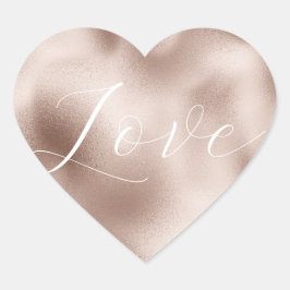 Pegatina En Forma De Corazón Rosa de Rubor Glam White Love Boda