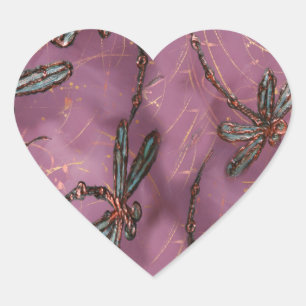 Pegatina En Forma De Corazón Rosa Dusky Flit Dragonfly