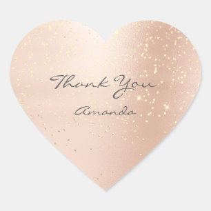 Pegatina En Forma De Corazón Rosa Gold Confetti 16th Name Bridal Heart Gracias