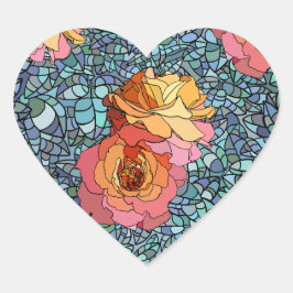 Pegatina En Forma De Corazón Rosa Mosaico Colorido Romántico
