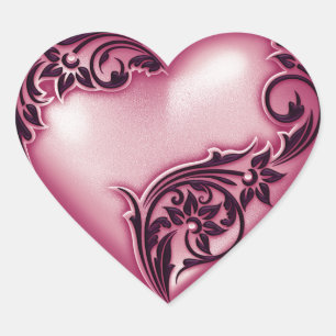 Pegatina En Forma De Corazón Rosa/negro de la Cachemira de desplazamiento del c
