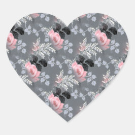 Pegatina En Forma De Corazón Rosa negro gris rosado vintage