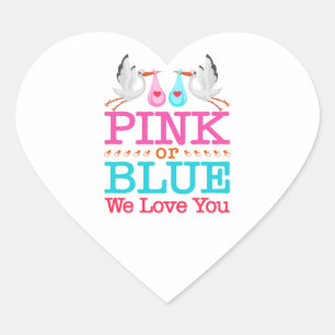 Pegatina En Forma De Corazón Rosa o azul te queremos género revelan cigüeña