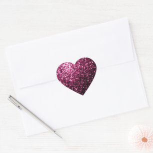 Pegatina En Forma De Corazón Rosa oscuro falso brillo brilla destellos