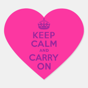 Pegatina En Forma De Corazón Rosa Profundo Mantén la Calma y Sigue Adelante