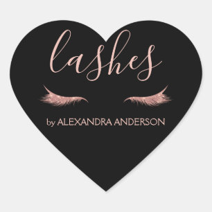 Pegatina En Forma De Corazón Rosa Purpurina de oro y extensión de la Eyelash de