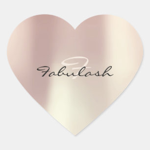 Pegatina En Forma De Corazón Rosa Purpurina del corazón monograma Girly Rubor 1