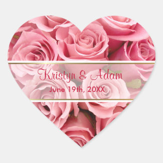 Pegatina En Forma De Corazón Rosa rosa elegante - Personalizar