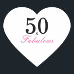 Pegatina En Forma De Corazón Rosa y Negro 50 y Fabuloso Birthday Classic Ro<br><div class="desc">Celebra tu cumpleaños número 50 con estilo con este pegatina en forma de corazón. 50 y Fabulous escrito en elegante tipografía negra y rosa.</div>
