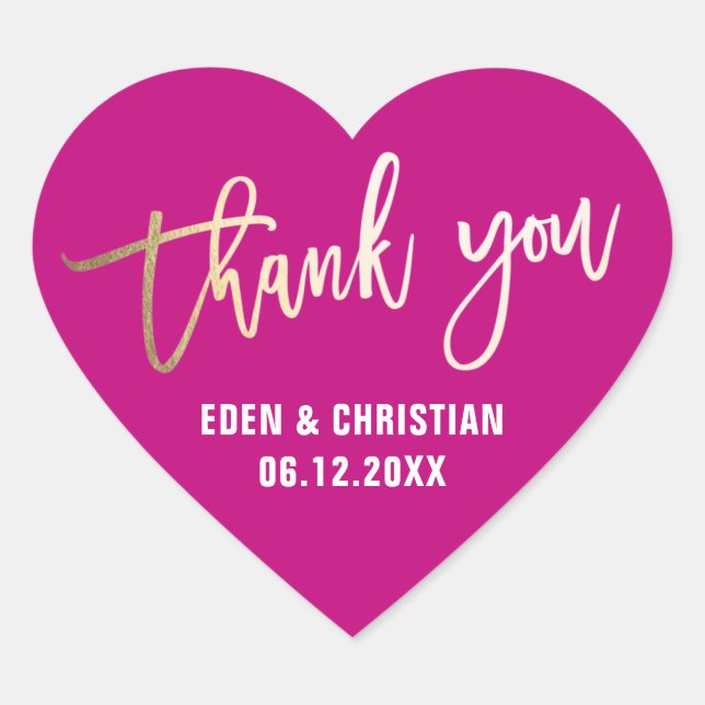 Pegatina En Forma De Corazón Rosa y oro personalizados (Anverso)