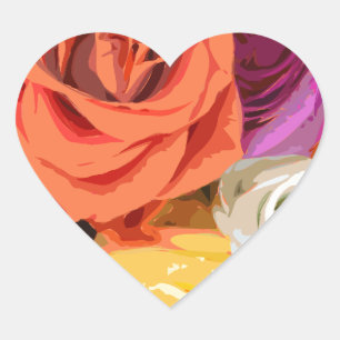 Pegatina En Forma De Corazón Rosas