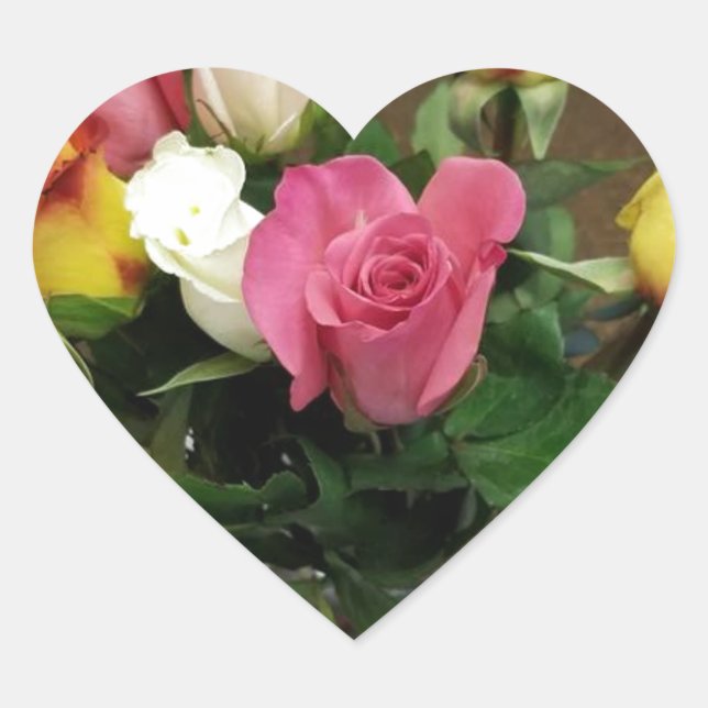 Pegatina En Forma De Corazón Rosas (Anverso)