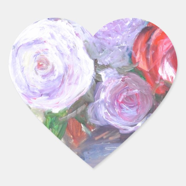 Pegatina En Forma De Corazón Rosas (Anverso)