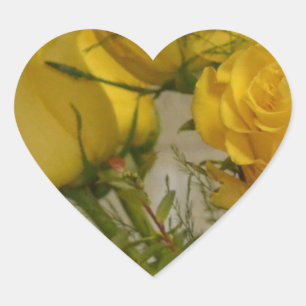 Pegatina En Forma De Corazón Rosas Amarillas