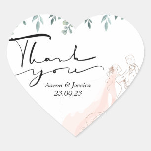 Pegatina En Forma De Corazón Rosas Boda floral y aniversario gracias