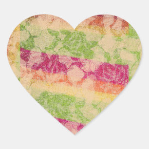 Pegatina En Forma De Corazón Rosas Cubibios Rojos Y Verdes