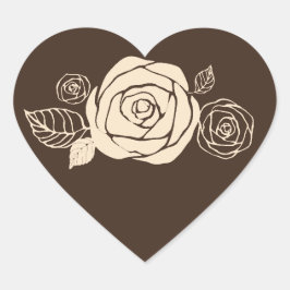 Pegatina En Forma De Corazón Rosas de café y crema coordinan regalos