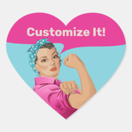 Pegatina En Forma De Corazón Rosie the Riveter