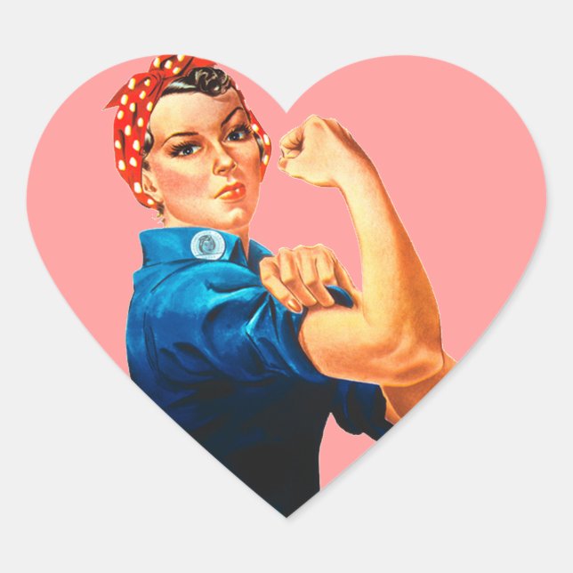Pegatina En Forma De Corazón Rosie the Riveter (Anverso)
