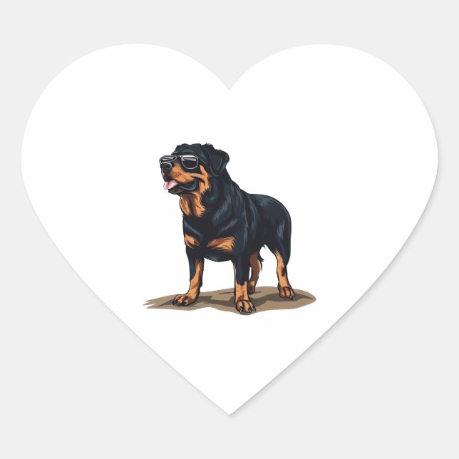 Pegatina En Forma De Corazón Rottweiler El Explorador (Anverso)