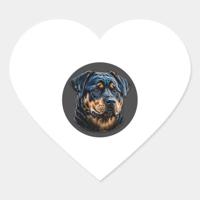 Pegatina En Forma De Corazón Rottweiler negro (Anverso)