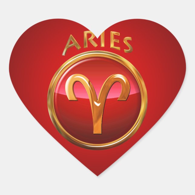 Pegatina En Forma De Corazón Rótulo Aries Zodiac (Anverso)