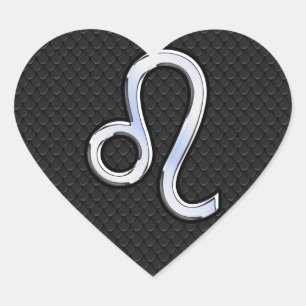 Pegatina En Forma De Corazón Rótulo cromado como Leo Zodiac en piel de serpient
