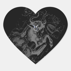 Pegatina En Forma De Corazón Rótulo cromado como Taurus Zodiac en Hevelius