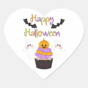 Pegatina En Forma De Corazón Rótulo de la magdalena de Halloween