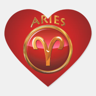 Pegatina En Forma De Corazón Rótulo del zodiaco del aries