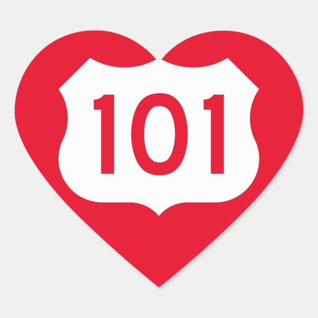 Pegatina En Forma De Corazón RÓTULO US Route 101 (Anverso)