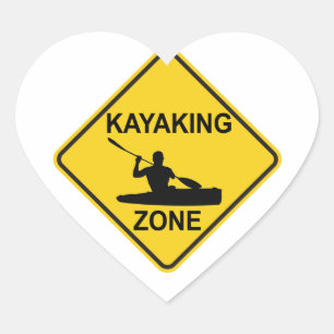 Pegatina En Forma De Corazón Rótulo vial de la zona de Kayak