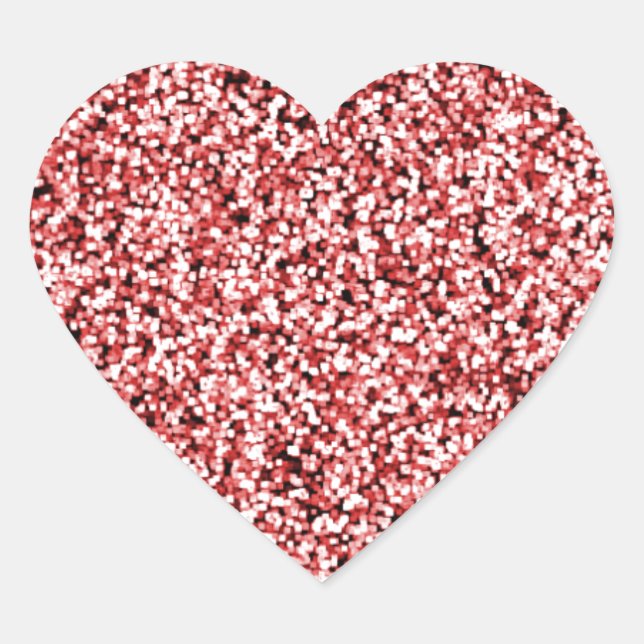 Pegatina En Forma De Corazón Ruby Red Faux Purpurina (Anverso)