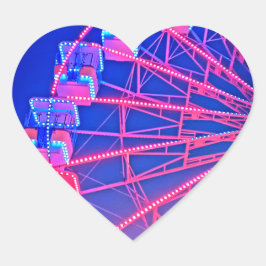 Pegatina En Forma De Corazón Rueda de la fortuna azul y roja