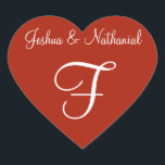 Pegatina En Forma De Corazón Rufous Boda Monogramado Personalizado<br><div class="desc">Boda de personalizable Monogramas Invitan a los Sellos - Las parejas recién involucradas necesitan saber repetidamente: ¿cuál es el costo de un sello para sobres de monograma? Estos monogramas de Boda de diseño monogramas específicos e individualizados se harán para el tema boda Monogramas además de otros tipos de accesorios bodas....</div>