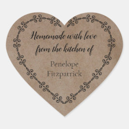 Pegatina En Forma De Corazón Rustic Homemade with Love from Your Kitchen