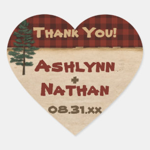 Pegatina En Forma De Corazón Rústico acampamiento "Glamping" Pegatina de bodas 