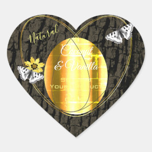 Pegatina En Forma De Corazón Rústico Grano de madera Dark Brown Etiquetas de pr