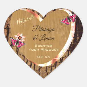 Pegatina En Forma De Corazón Rústico Grano de Madera Láminas de productos de la