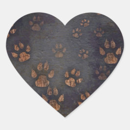 Pegatina En Forma De Corazón Rústico patrón de pata negra