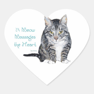 Pegatina En Forma De Corazón Sabiduría de Gatos - Maullidos