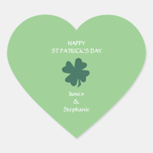 Pegatina En Forma De Corazón Sage Green Happy St Patrick's Day Shamrock Persona
