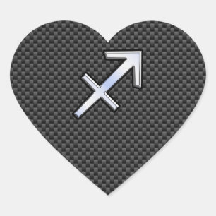 Pegatina En Forma De Corazón Sagittarius Rótulo Zodiac Estilo Fibra De Carbono
