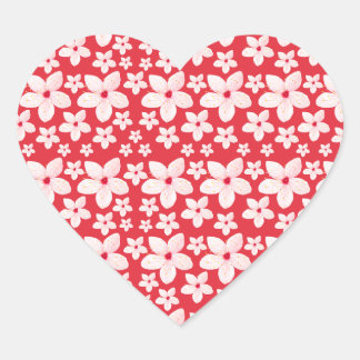 Pegatina En Forma De Corazón Sakura Flor rosa Patrón sin foco Fondo Rojo