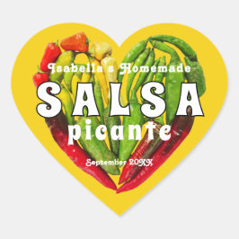 Pegatina En Forma De Corazón Salsa picante de chiles picantes corazón mostaza c