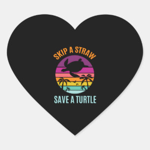 Pegatina En Forma De Corazón Saltar La Paja De Plástico Para Salvar A Una Tortu