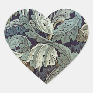 Pegatina En Forma De Corazón Saltos de fondo de William Morris Acanthus