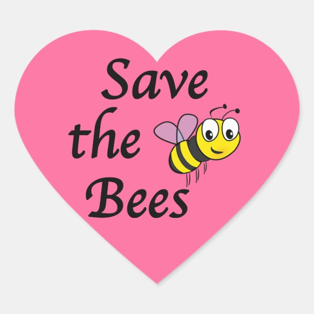 Pegatina En Forma De Corazón Salvar a las abejas (Anverso)